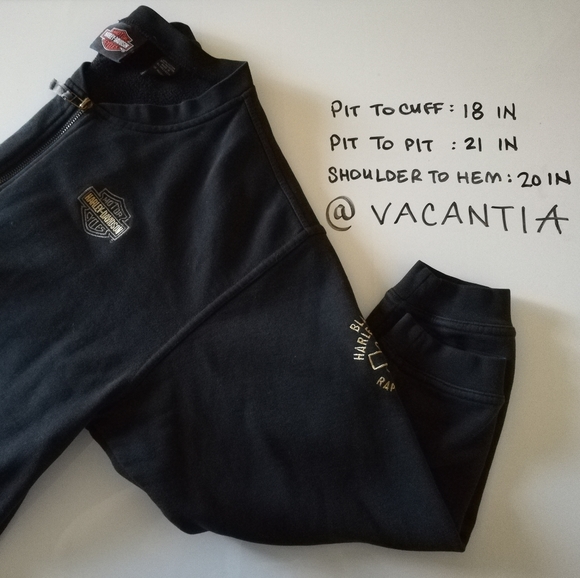 HARLEY DAVIDSON Bomber Jacket Black Pockets Zipper - Picture 5 of 5